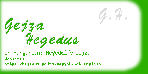 gejza hegedus business card